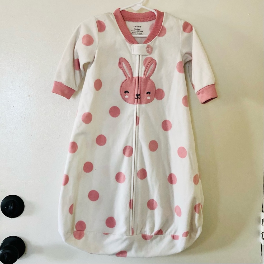 Carter's Fleece Baby Sleep Sack, Pink & White Bunny/Polka Dots, Size 3-6 Months
